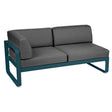 Fermob Bellevie Module d'angle - gauche 2 places Bleu acapulco 21 Gris graphite A3 