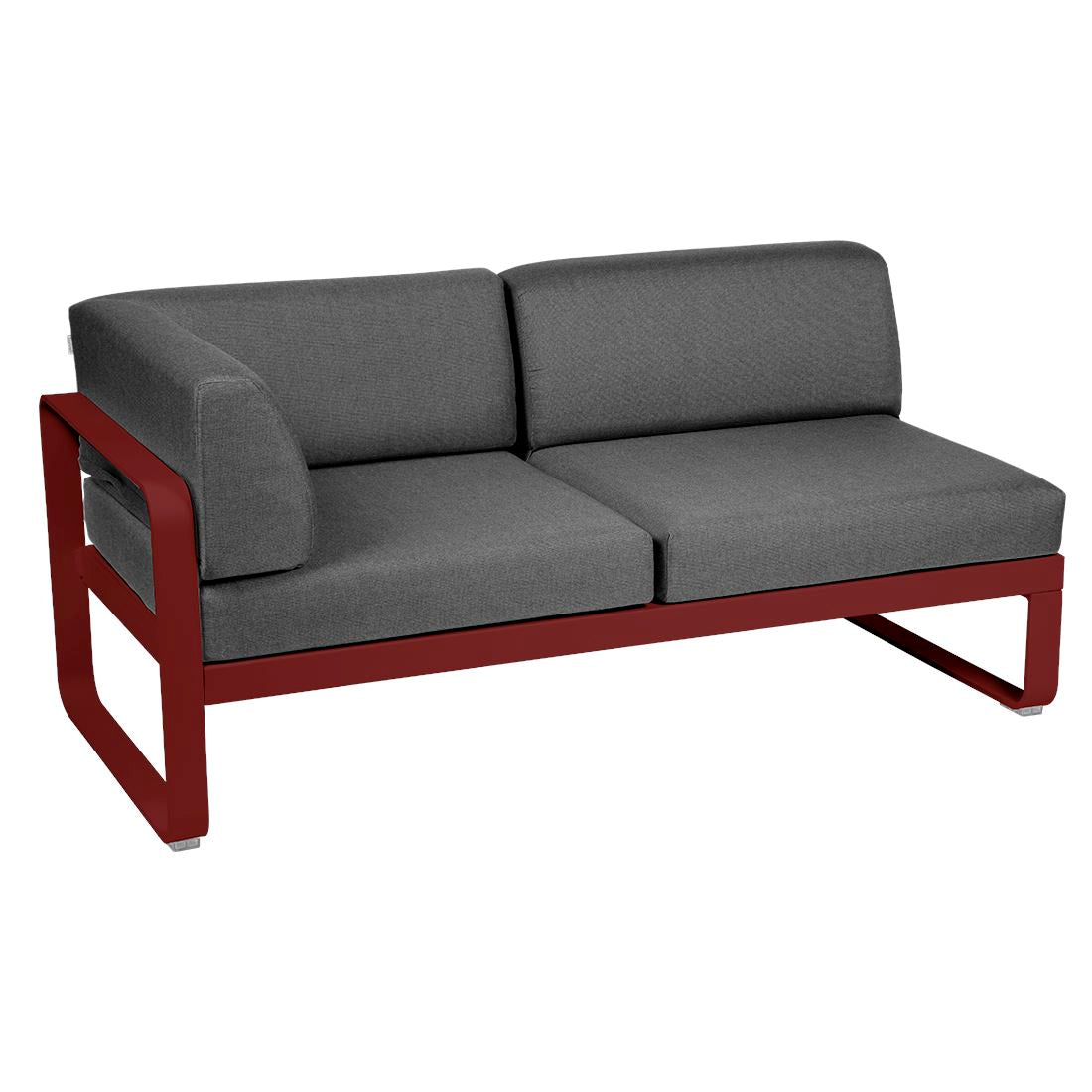 Fermob Bellevie Module d'angle - gauche 2 places Piment 43 Gris graphite A3 