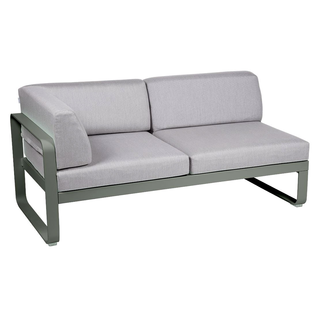 Fermob Bellevie Module d'angle - gauche 2 places Romarin 48 Gris flanelle 79 