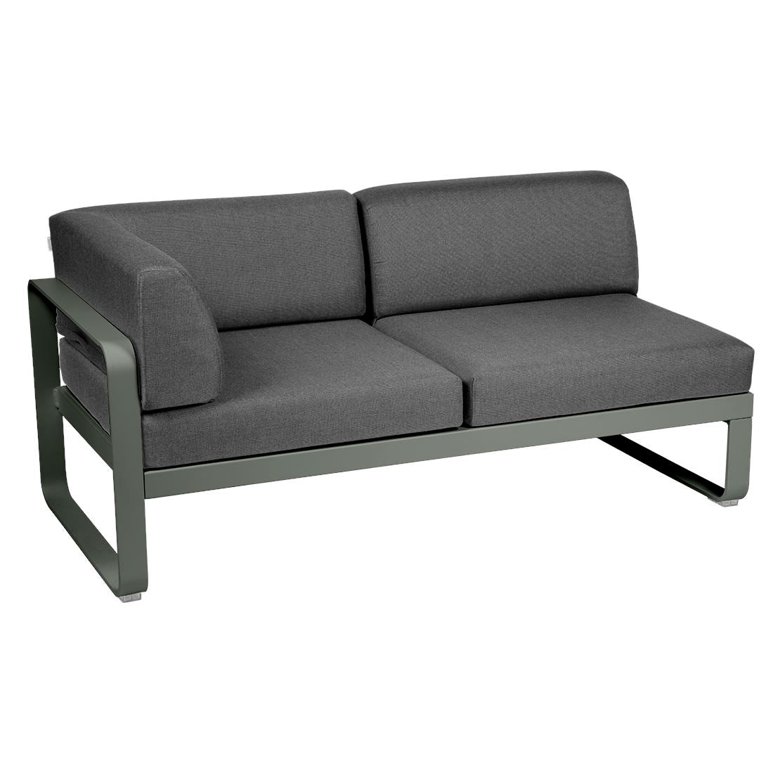 Fermob Bellevie Module d'angle - gauche 2 places Romarin 48 Gris graphite A3 