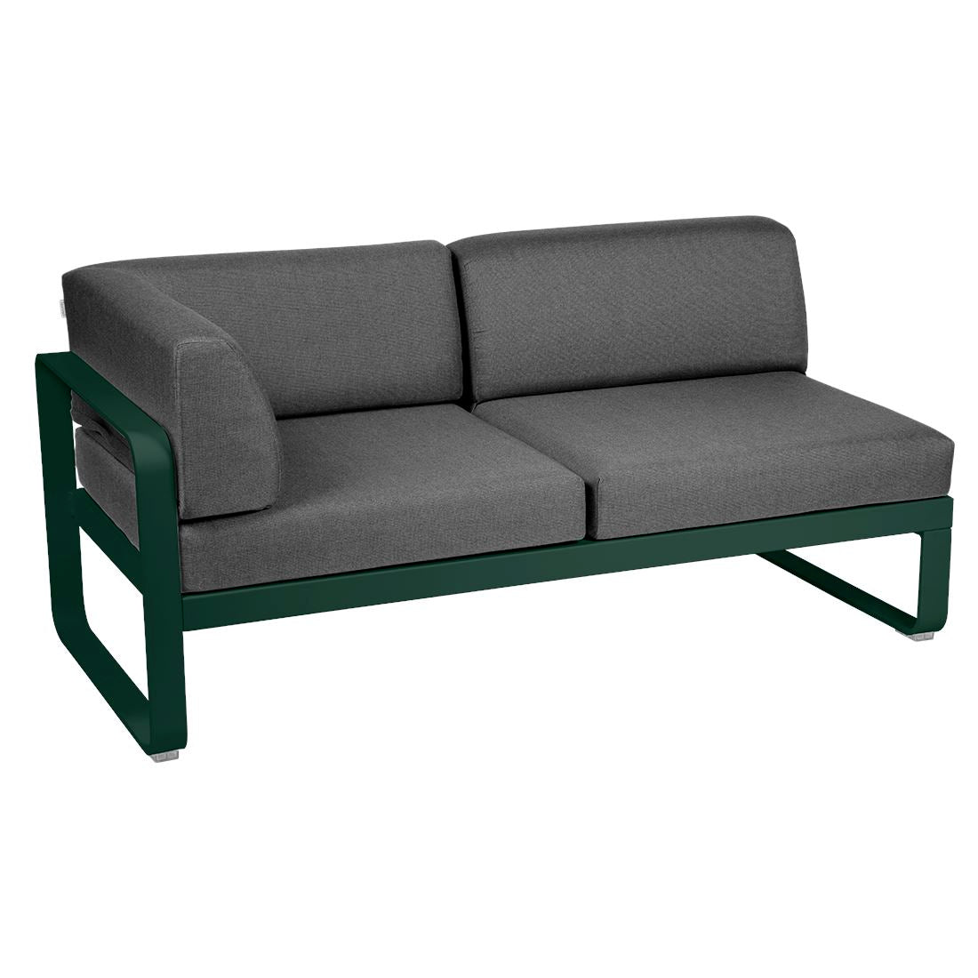 Fermob Bellevie Module d'angle - gauche 2 places Vert cèdre 02 Gris graphite A3 