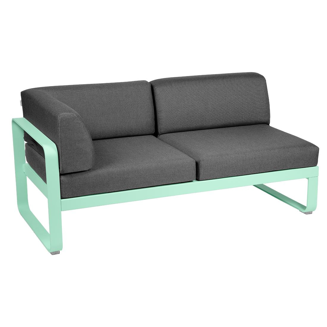 Fermob Bellevie Module d'angle - gauche 2 places Vert opaline 83 Gris graphite A3 