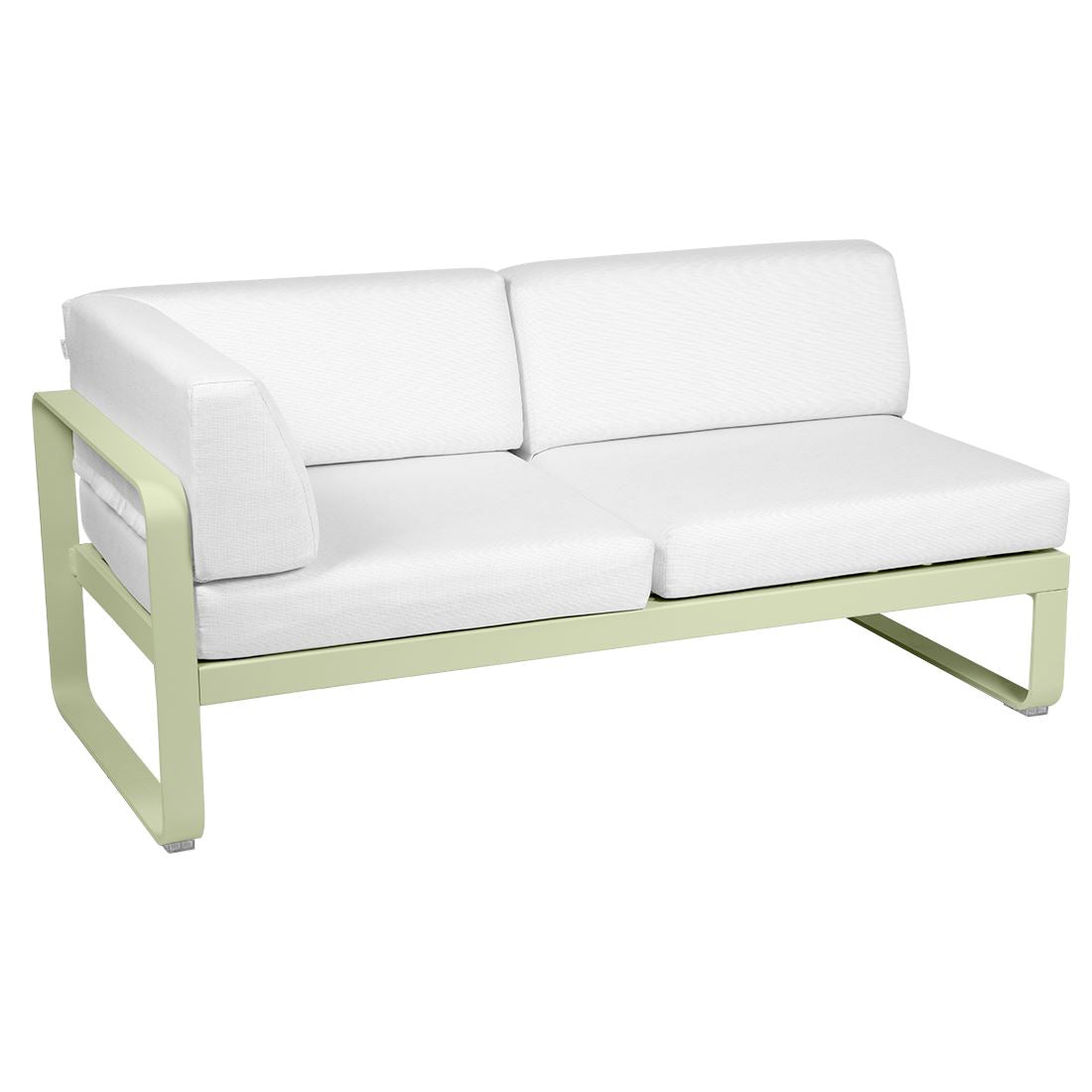 Fermob Bellevie Module d'angle - gauche 2 places Vert tilleul 65 Blanc grisé 81 
