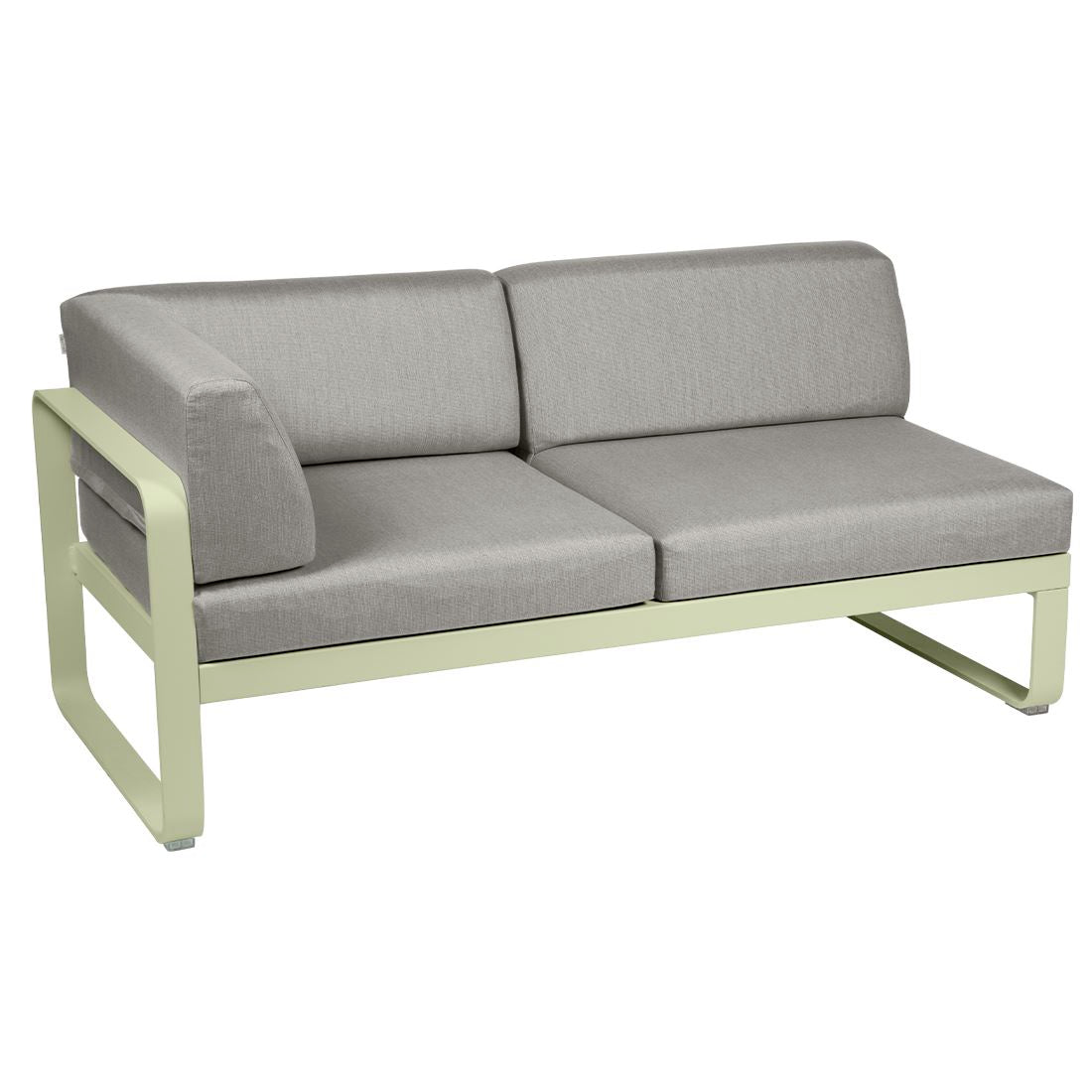 Fermob Bellevie Module d'angle - gauche 2 places Vert tilleul 65 Taupe grisé B8 