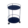 Fermob Guinguette Guéridon à roulettes double plateau plein Bleu abysse 92 