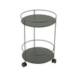 Fermob Guinguette Guéridon à roulettes double plateau plein Romarin 48 