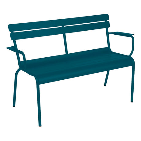 Fermob Luxembourg Banc de Jardin 2 places avec accoudoirs Bleu acapulco 21 