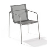 Fischer Möbel Taku Fauteuil repas avec Toile Acier inoxydable + Sling Silver-Black 25 