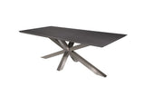 Geneva Table 210x100cm Plateau céramique et pied XX Inox brossé Anthracite 85W 