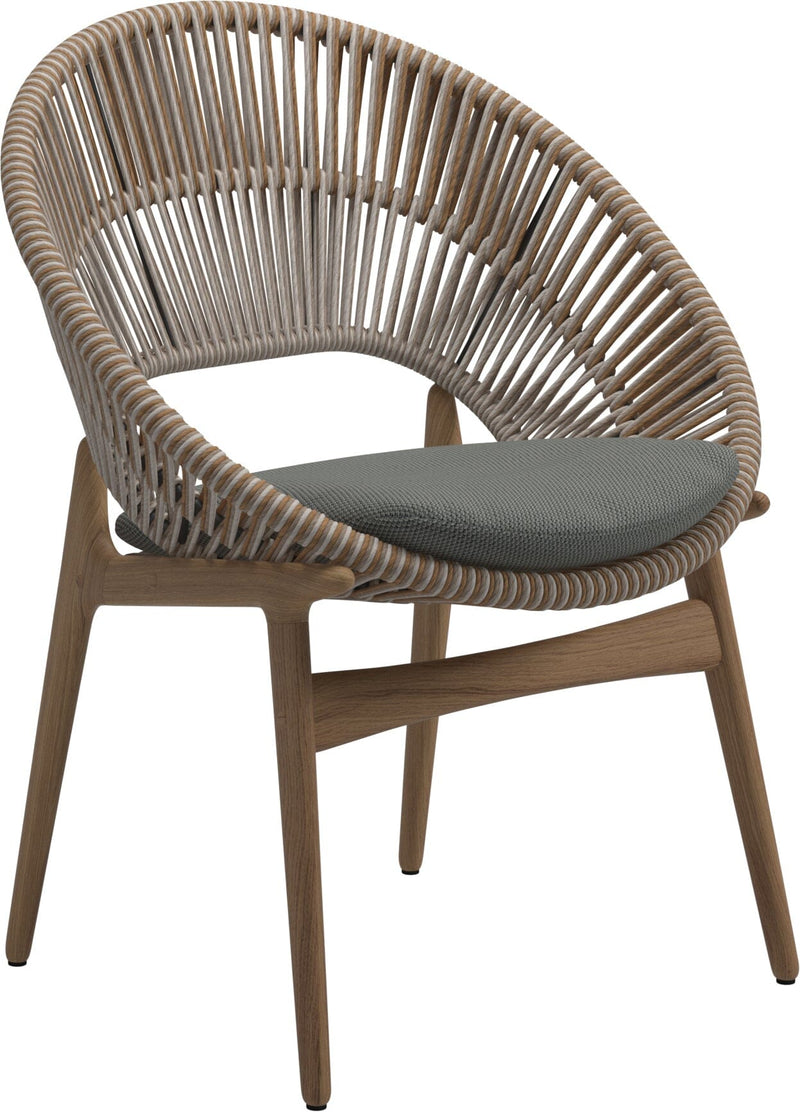 Gloster Bora Dining chair - Fauteuil repas Teck / Wicker Sorrel Grade C (OP) Lopi Charcoal 0132 