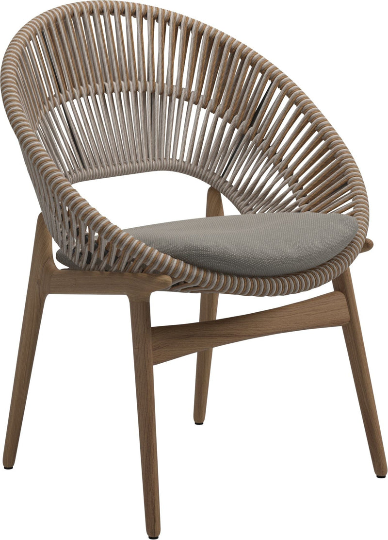 Gloster Bora Dining chair - Fauteuil repas Teck / Wicker Sorrel Grade C (OP) Robben Grey 0085 