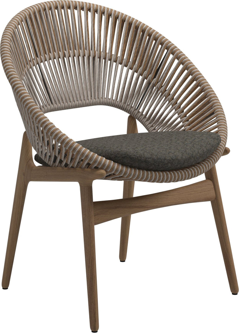 Gloster Bora Dining chair - Fauteuil repas Teck / Wicker Sorrel Grade D (ST) Wave Quarry 0126 