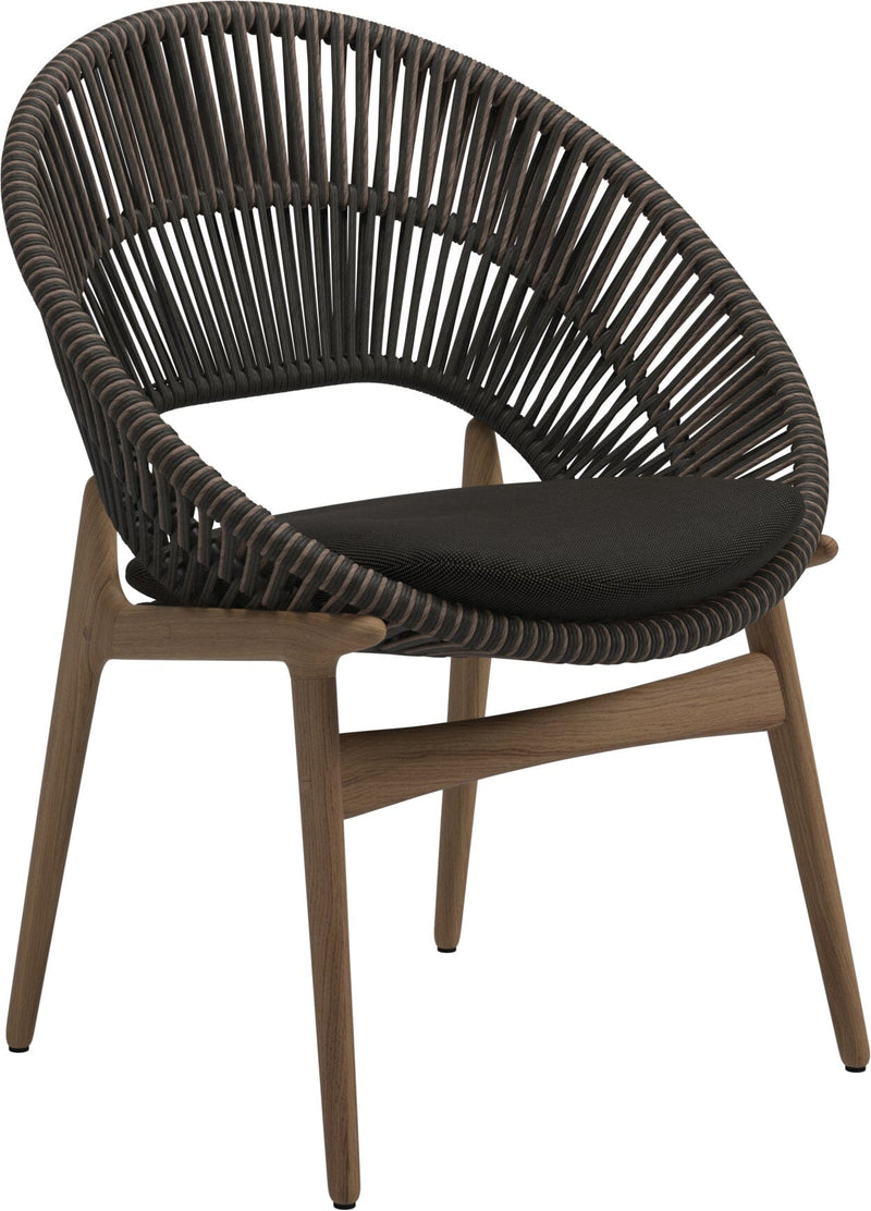 Gloster Bora Dining chair - Fauteuil repas Teck / Wicker Umber Grade B (OP) Fife Granite 0034 
