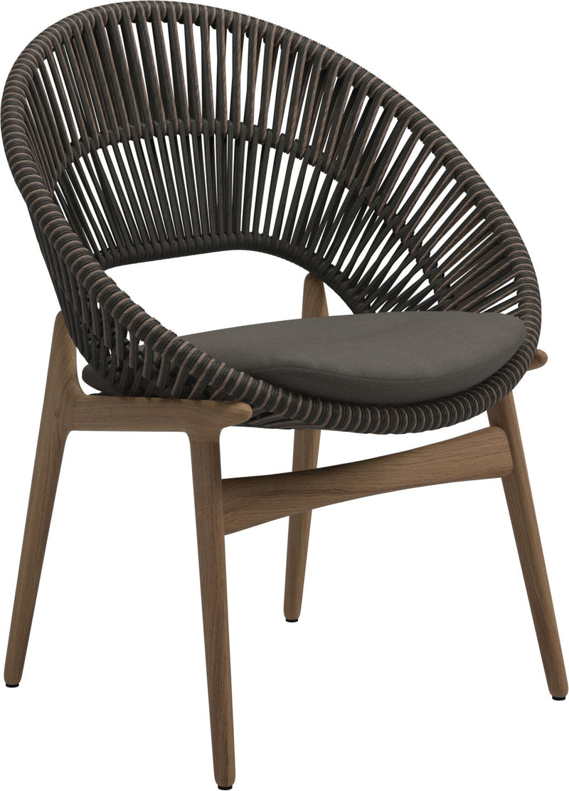 Gloster Bora Dining chair - Fauteuil repas Teck / Wicker Umber Grade B (OP) Fife Platinum 0042 