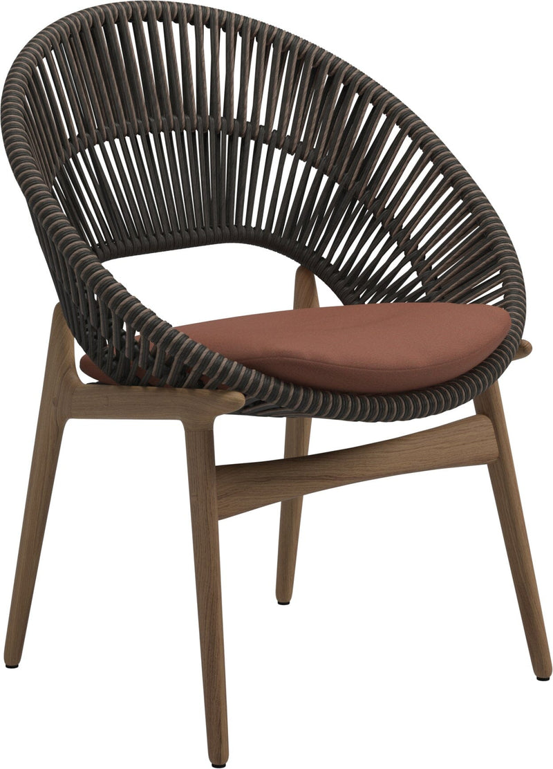 Gloster Bora Dining chair - Fauteuil repas Teck / Wicker Umber Grade B (WR) Blend Clay 0143 