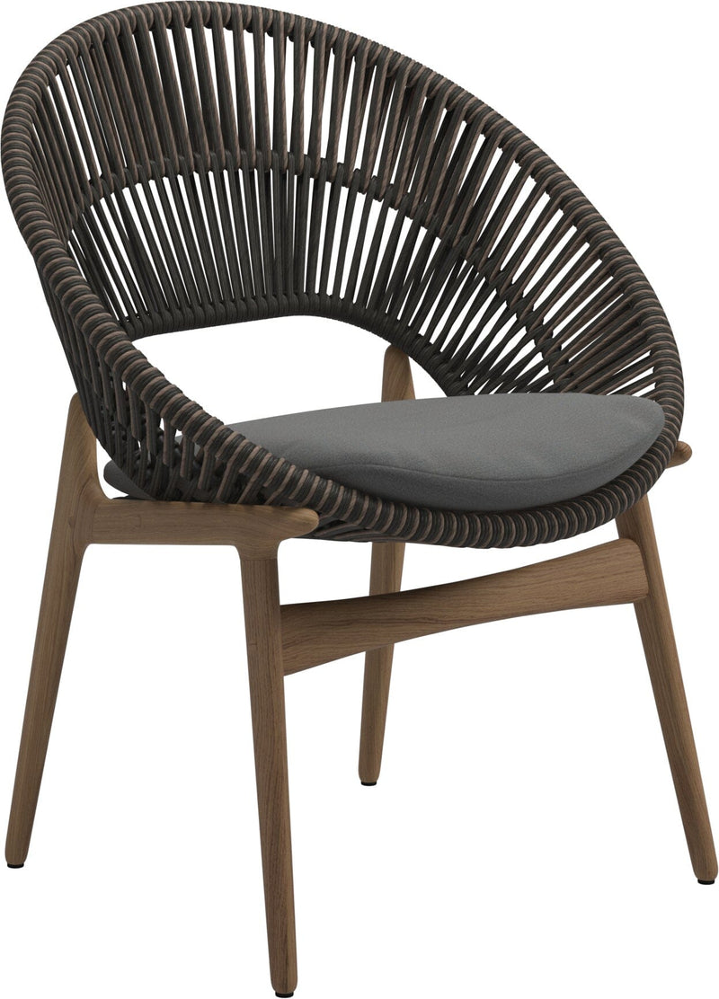 Gloster Bora Dining chair - Fauteuil repas Teck / Wicker Umber Grade B (WR) Blend Fog 0145 