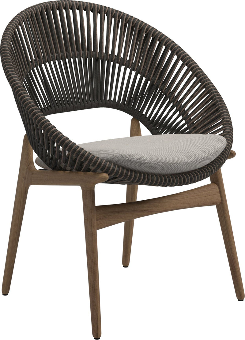 Gloster Bora Dining chair - Fauteuil repas Teck / Wicker Umber Grade C (OP) Lopi Marble 0134 