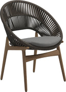 Gloster Bora Dining chair - Fauteuil repas Teck / Wicker Umber Grade D (ST) Dot Putty 0156 