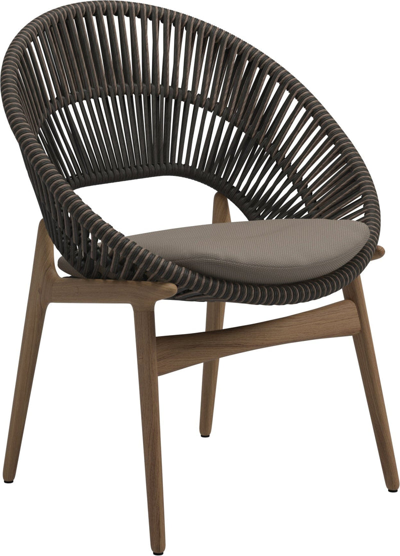 Gloster Bora Dining chair - Fauteuil repas Teck / Wicker Umber Grade D (ST) Ravel Dune 0118 