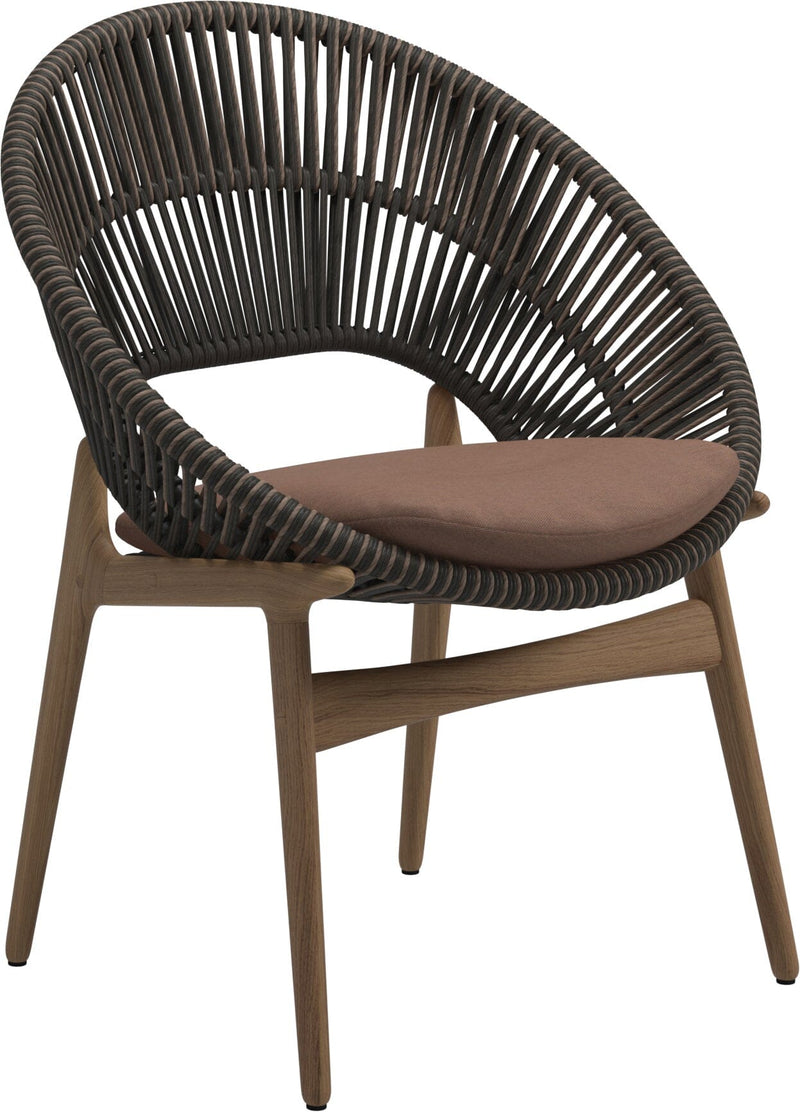 Gloster Bora Dining chair - Fauteuil repas Teck / Wicker Umber Grade D (ST) Tuck Cider 0121 