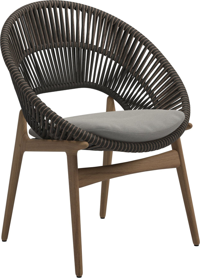 Gloster Bora Dining chair - Fauteuil repas Teck / Wicker Umber Grade D (ST) Tuck Malt 0122 