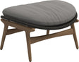 Gloster Bora Repose-pieds Ottoman Teck / Wicker Umber Grade B (OP) Fife Canvas Grey 0032 