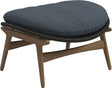Gloster Bora Repose-pieds Ottoman Teck / Wicker Umber Grade D (ST) Tuck Denim 0157 