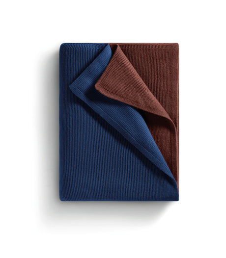 Gloster Cashmere Blanket Plaid Deep Navy / Redwood 