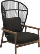 Gloster Fern High Back Fauteuil club - Lounge Chair Haut dossier Meteor / Raven Grade D (ST) Tuck Sable 0123 