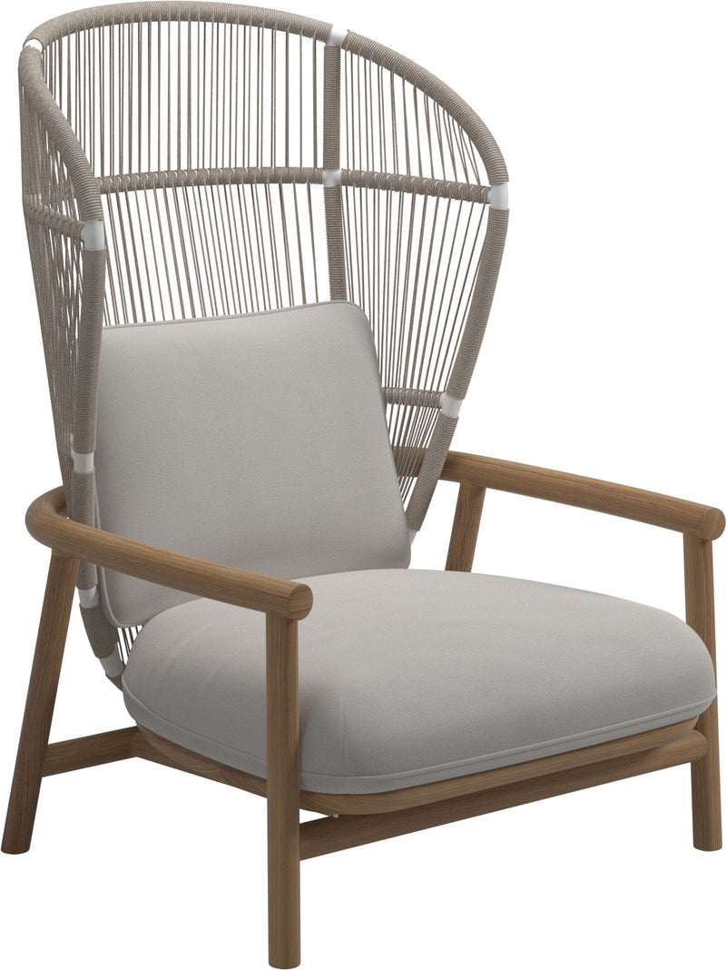 Gloster Fern High Back Fauteuil club - Lounge Chair Haut dossier White / Dune Grade B (WR) Blend Linen 0146 