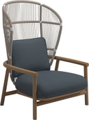 Gloster Fern High Back Fauteuil club - Lounge Chair Haut dossier White / Dune Grade D (ST) Tuck Denim 0157 