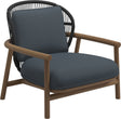 Gloster Fern Low Back Fauteuil club - Lounge Chair Bas dossier Meteor / Raven Grade D (ST) Tuck Denim 0157 