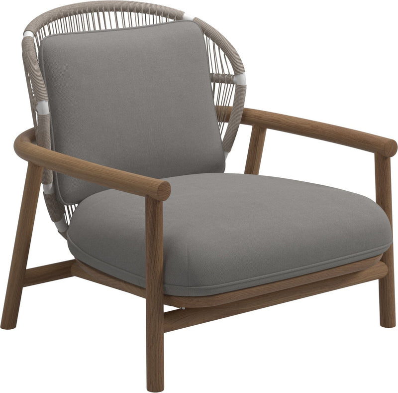 Gloster Fern Low Back Fauteuil club - Lounge Chair Bas dossier White / Dune Grade B (OP) Fife Canvas Grey 0032 