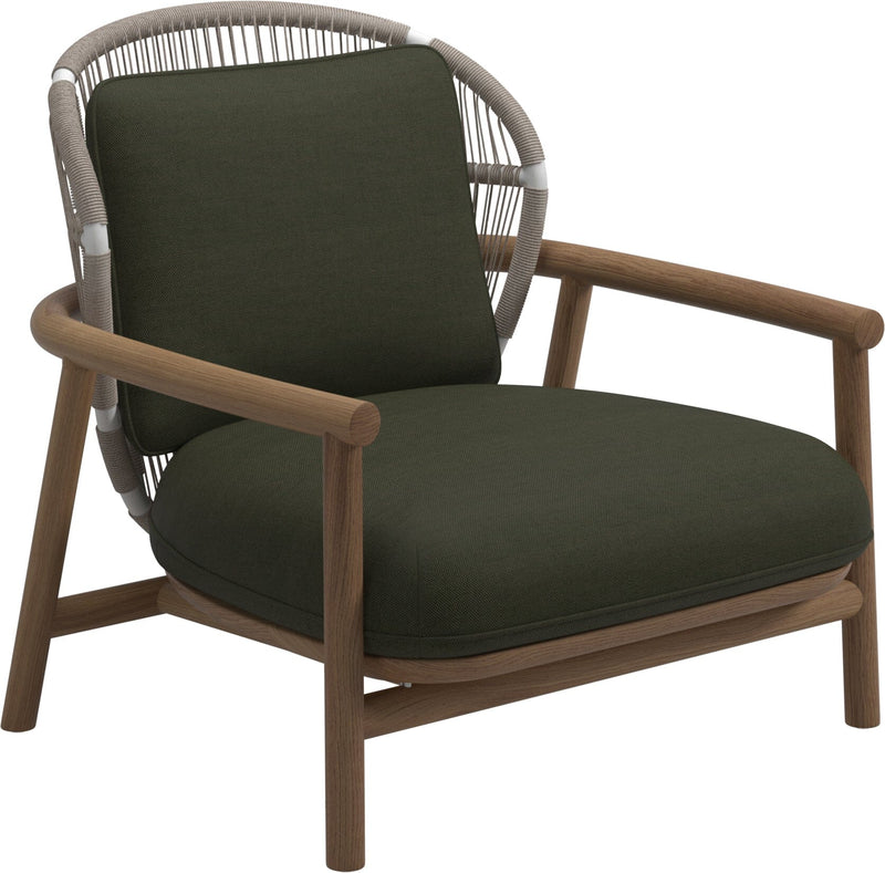 Gloster Fern Low Back Fauteuil club - Lounge Chair Bas dossier White / Dune Grade B (OP) Fife Olive 0041 