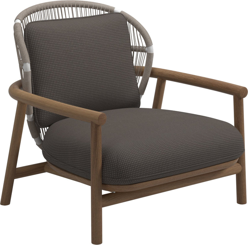 Gloster Fern Low Back Fauteuil club - Lounge Chair Bas dossier White / Dune Grade C (OP) Robben Charcoal 0083 