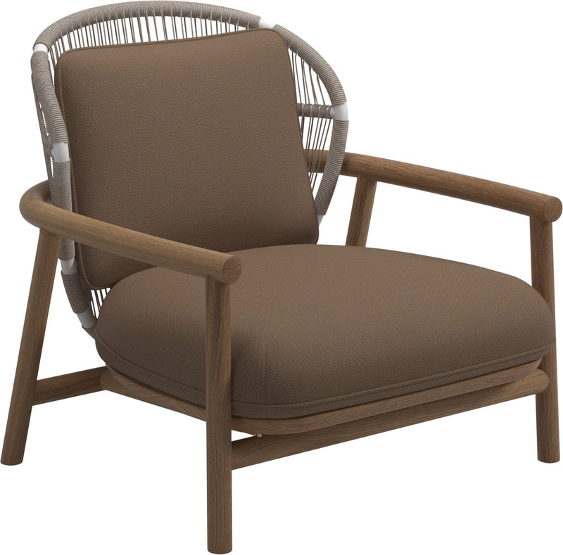 Gloster Fern Low Back Fauteuil club - Lounge Chair Bas dossier White / Dune Grade D (ST) Ravel Ginger 0119 