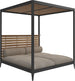 Gloster Grid Cabana avec Teak Back & Roof Meteor Grade B (OP) Poolside Linen 0202 
