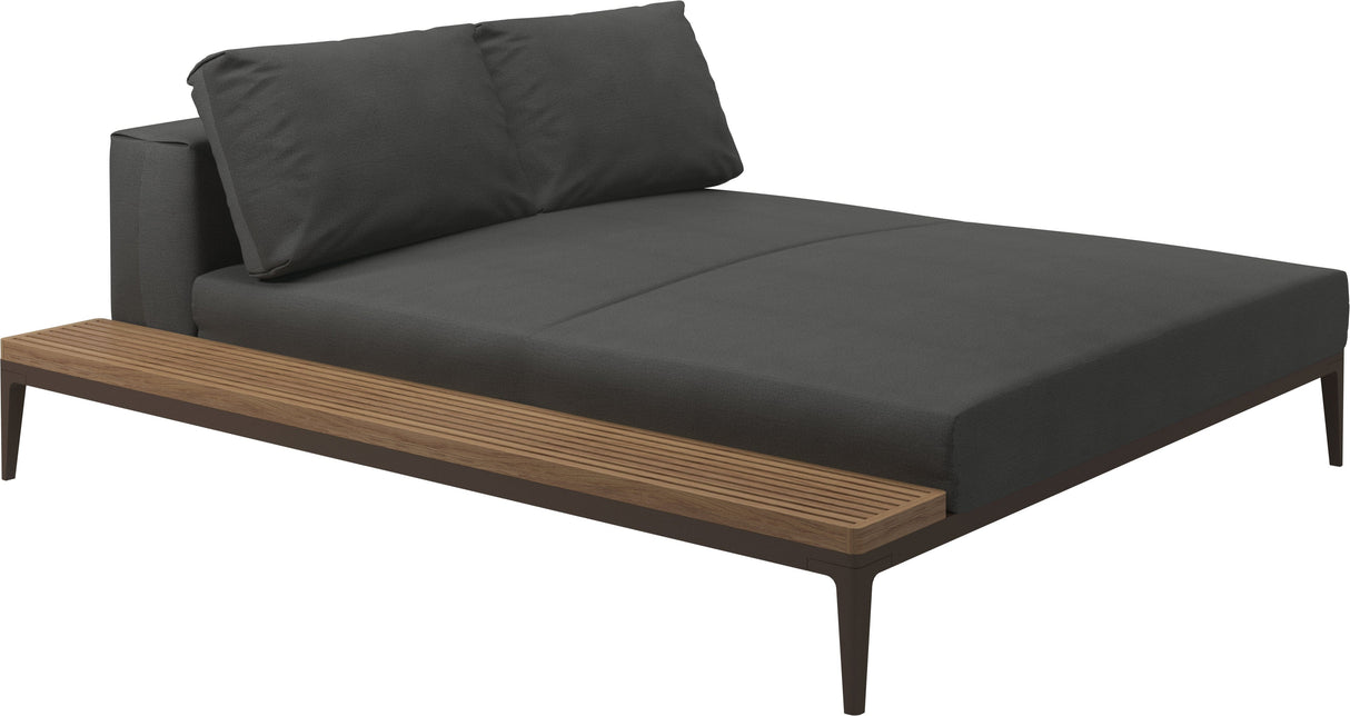 Gloster Grid Left / Right Chill Chaise Unit - Teak Platform Java Grade B (WR) Blend Coal 0144 