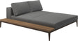 Gloster Grid Left / Right Chill Chaise Unit - Teak Platform Java Grade B (WR) Blend Fog 0145 