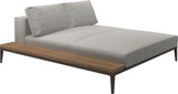 Gloster Grid Left / Right Chill Chaise Unit - Teak Platform Java Grade B (WR) Blend Linen 0146 