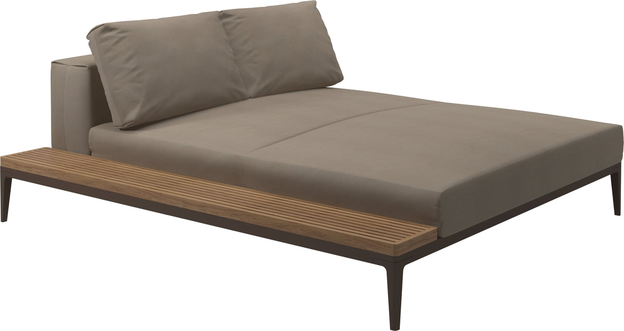 Gloster Grid Left / Right Chill Chaise Unit - Teak Platform Java Grade B (WR) Blend Sand 0147 