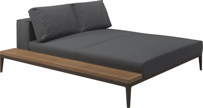Gloster Grid Left / Right Chill Chaise Unit - Teak Platform Java Grade B (WR) Cameron Anthracite 0001 