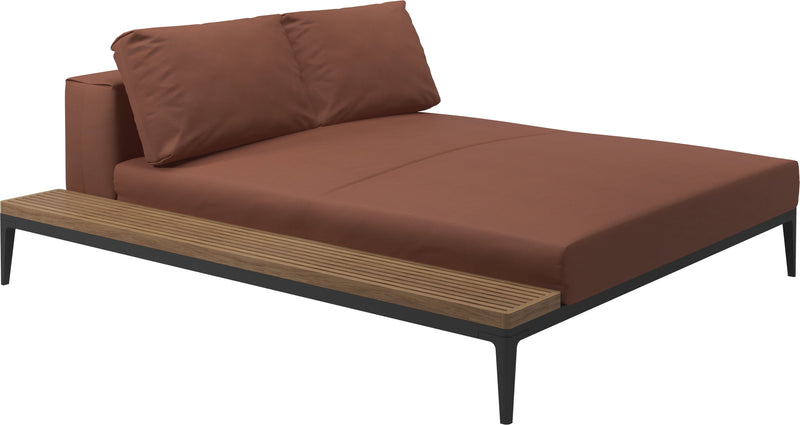 Gloster Grid Left / Right Chill Chaise Unit - Teak Platform Meteor Grade B (WR) Blend Clay 0143 