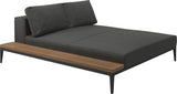 Gloster Grid Left / Right Chill Chaise Unit - Teak Platform Meteor Grade B (WR) Blend Coal 0144 