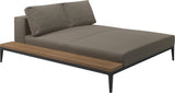 Gloster Grid Left / Right Chill Chaise Unit - Teak Platform Meteor Grade B (WR) Blend Latte 0203 