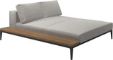 Gloster Grid Left / Right Chill Chaise Unit - Teak Platform Meteor Grade B (WR) Blend Linen 0146 