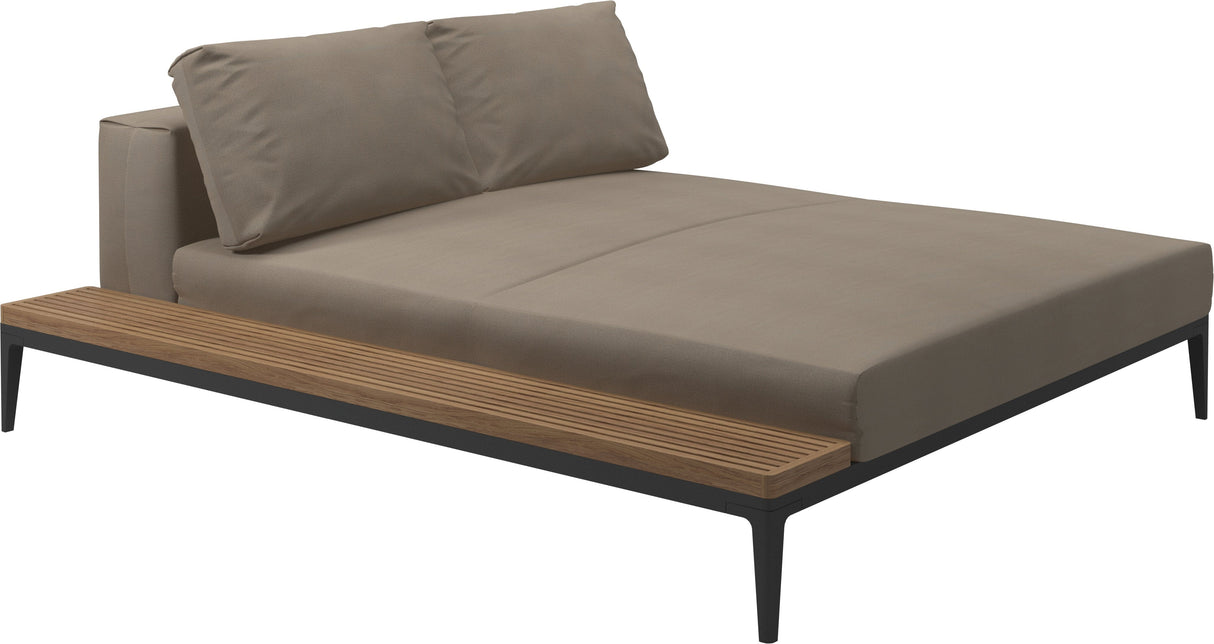 Gloster Grid Left / Right Chill Chaise Unit - Teak Platform Meteor Grade B (WR) Blend Sand 0147 