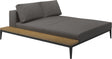 Gloster Grid Left / Right Chill Chaise Unit - Teak Platform Meteor Grade B (WR) Cameron Granite 0050 