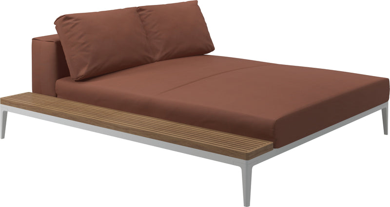Gloster Grid Left / Right Chill Chaise Unit - Teak Platform White Grade B (WR) Blend Clay 0143 