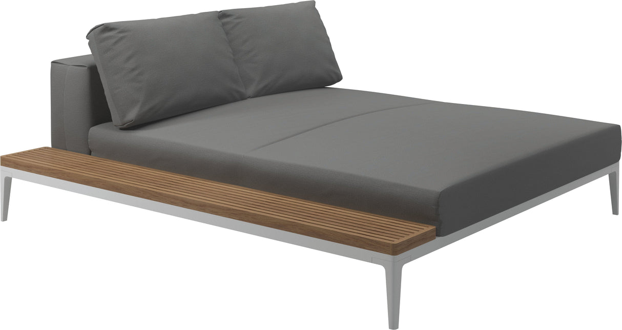 Gloster Grid Left / Right Chill Chaise Unit - Teak Platform White Grade B (WR) Blend Fog 0145 